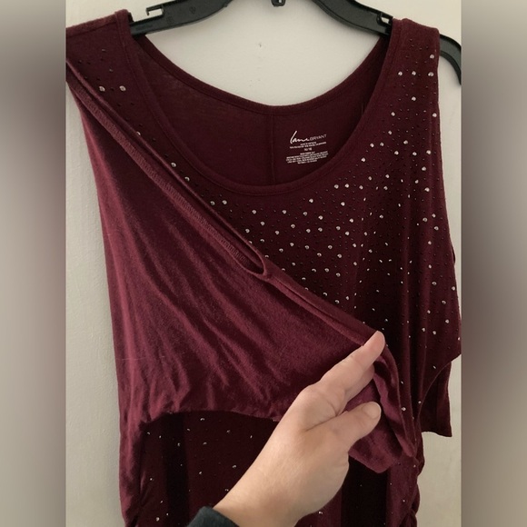Lane Bryant plus sized cold shoulder burgundy sparkling blouse size 14/16 - Picture 2 of 8